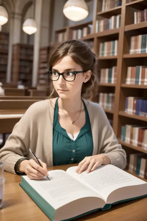 person focuses on study in a bibliotheque