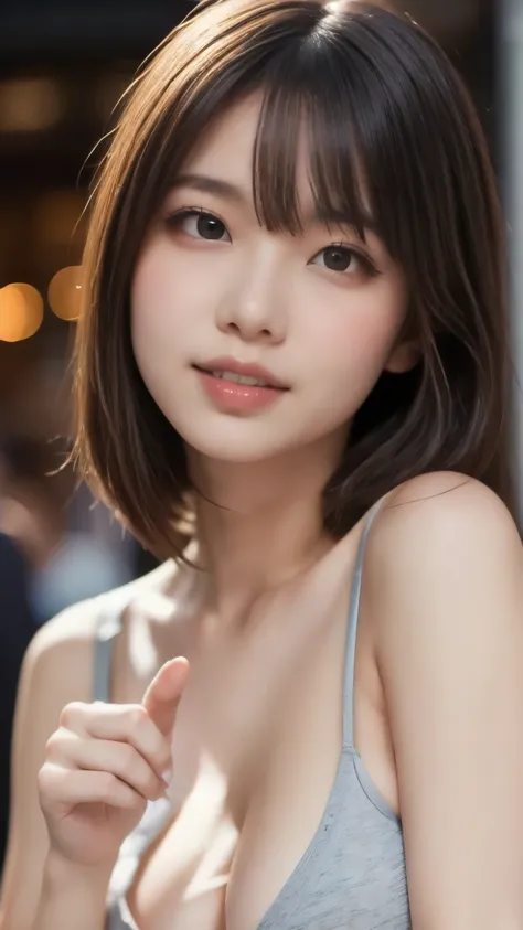 8k,Highest quality,(masterpiece:1.2),(Realistic),(Realistic:1.37),Ultra-high resolution,1 female college student,Beautiful droopy eyes,Beautiful teeth alignment, Angry face,Well-formed fingers,Shibuya Ward,(((Private Server))),Big Breasts,Perfect body,Perf...