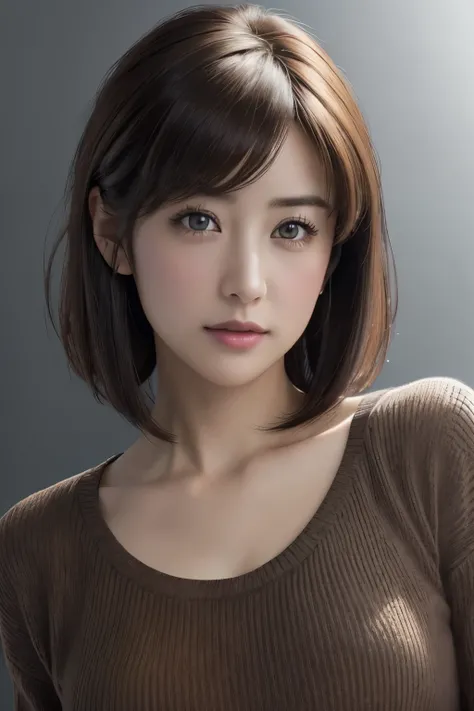 (Representative works:1.3)、(8k、Realistic、RAW Photos、Best image quality:1.4)、(30 year old mature woman)、Small face、Beautiful Face、(Realistic Face)、No makeup、Natural Makeup、light makeup、 (Dark brown、short hair:1.3)、Beautiful hairstyle、Realistic eyes、Beautifu...