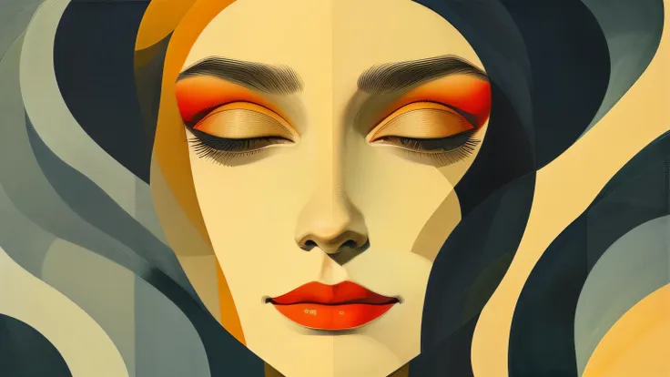 work of art,best qualityer,standard,style by tomma abts,illustration,portraite, a happy woman, front face