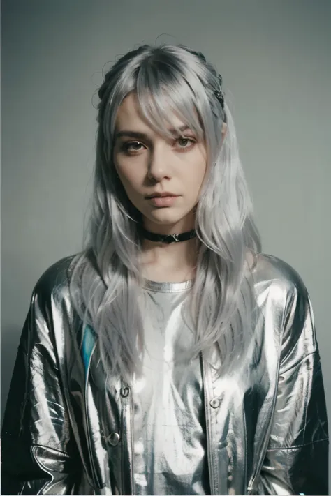 analog style, silver hair skull