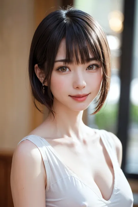 (software:1.8、masterpiece, Highest quality),1 person, alone, hyper Realistic, Realistic,Realistic, Looking at the audience, Light brown eyes:1.4,Brunette Short Bob Hair with highly detailed shiny hair, Brightly colored winter clothes, Lepangas:1.4), Outdoo...