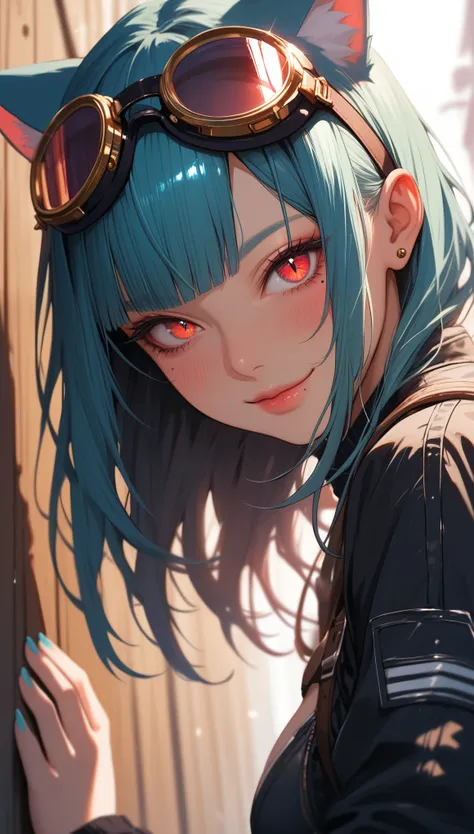 score_9, score_8_up, score_7_up, score_6_up, dark theme，sinozick style，
tanixya original 1girl animal_ears aqua_hair backlightin...