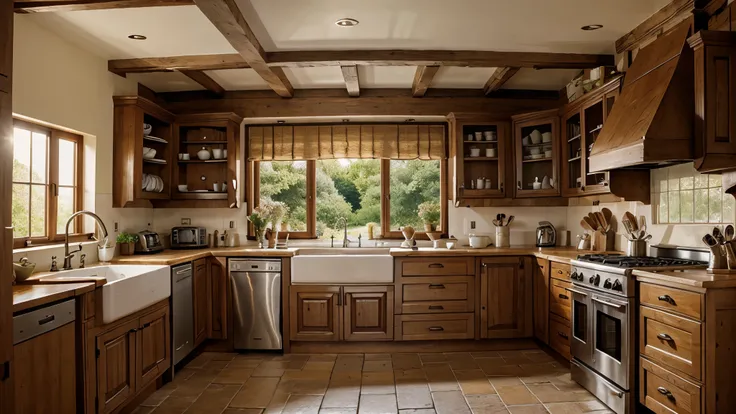 cottage kitchen background from a renaissance era house