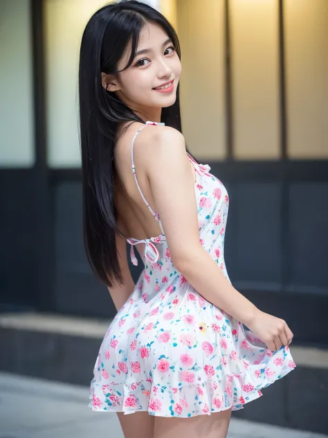 (Best-quality, Masterpiece, Ultra-High-Resolution, ((Photorealistic):1.4), Raw Photo, depth of field, professional lighting, perfect anatomy, extremely details), (1girl, the most famous Japanese-idol), ((booty-pose, innocent smile)), ((wearing The Cutest d...