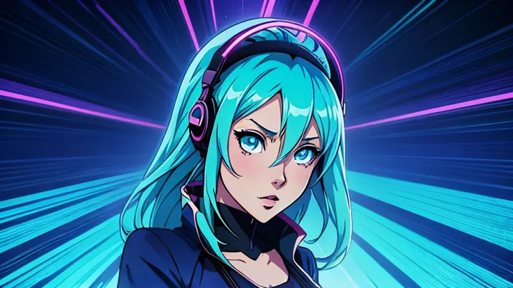 Anime Girls, Anime Fonck Brain Chic album cover in neon blue hues