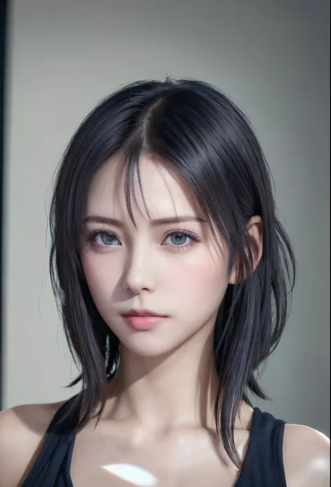 (masutepiece:1.3), (8K, Photorealistic, Raw photo, Best Quality: 1.4), (1girl in), Beautiful face, (Realistic face), (Black hair, Short hair:1.3), bikini of, Beautiful hairstyle, Realistic eyes, Beautiful detailed eyes, (Realistic skin), Beautiful skin, (N...