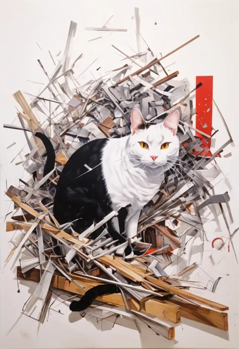 Magical Painting, Surrealism, chaos、Avant-garde, Abstraction, Optical illusion, Optical Effects in Painting, Mix and match styles, Hidden Meaning,、(White Tone:0.95), Thick fabric, (Ashley Wood Art AI:1.8). (Bosch_Living things:1.8), As summer drew to a clo...
