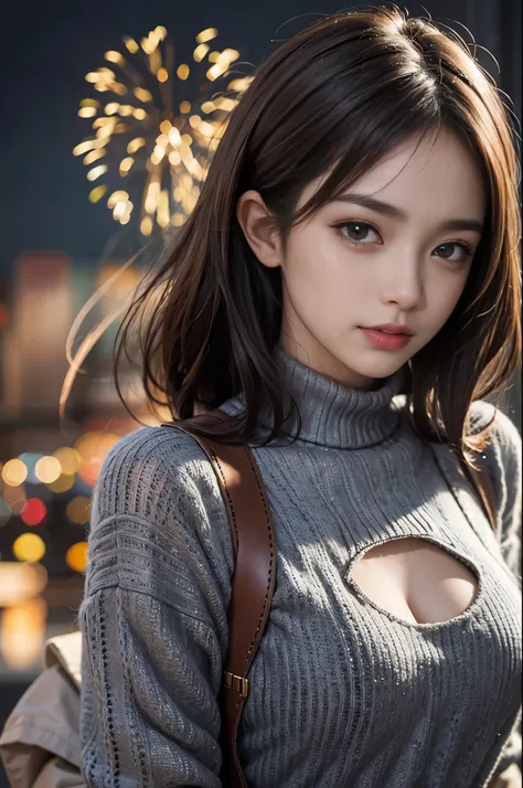 ((Highest quality、8k、masterpiece:1.3))、Whole body posture、Sharp focus:1.2、(Realistic、Photorealistic:1.37)、((Beautiful smile))、Focus on the viewer、Woman with beautiful face、3、Pointed Chest、Long eyelashes、Colored Contact Lenses、Beautiful breasts 、Delicate、Ve...