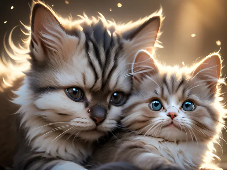 close-up photo super cute, big-eyed, with a soft, gentle nose, fluffy, smiling with two teeth, Persian cat on a natural background, realistic, beautiful, sparkles, stars in the eyes, soft volumetric light, (backlight:1.3), (cinematic:1.2), intricate detail...