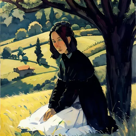 woman hiding in the grass