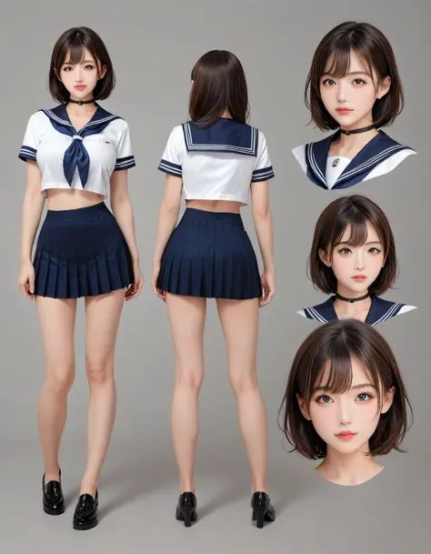 score_9, score_8, score_8 up, highest quality, photograph, live action, standing girl, ((character sheet, character design sheet...