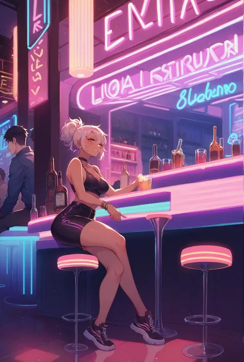 nightclub, techno theme, neon lights, background, no people, empty, bar, closed bar, bar background, scene,