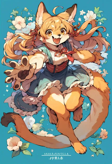 cover page, Detailed background(1girl, kemono, furry anthro, full body)A Western, Happy, joyful(Photos of solo travelers),