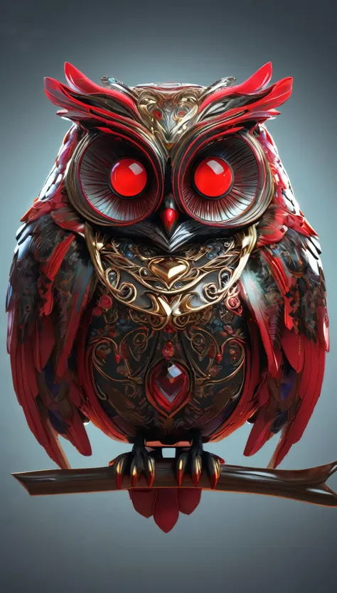 Red eyed owl illustration, Unreal Engine Rendering + goddess, Very detailed , B Global Illumination, Exquisite and gorgeous jewelry, Top Trends on cgisociety, Motion Graphics, rossdraws Global Illumination, CG Association