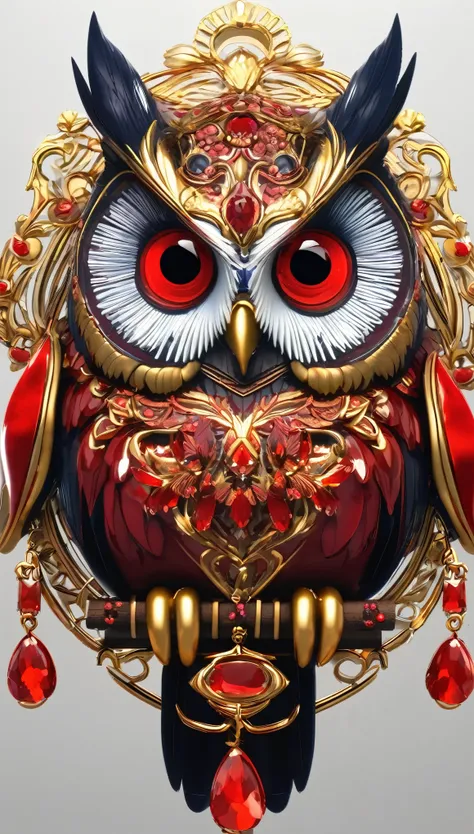 Red eyed owl illustration, Unreal Engine Rendering , Very detailed , B Global Illumination, Exquisite and gorgeous jewelry, Top Trends on cgisociety, Motion Graphics, rossdraws Global Illumination, CG Association