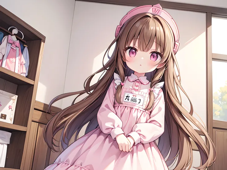 1 girl、cute女の子、cute、Light Brown Hair、Long Hair、Pink Eyes、Nursery clothes smock、Childcare safety helmet、Name tag、View from below、Cowboy Shot、
Intricate details、Very detailed、Outstanding Complexity、(masterpiece:1.2)、(Highest quality:1.2)、(Absurd Absolute Res...