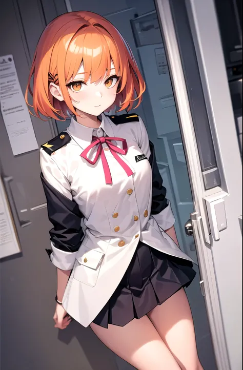 Orange Hair,girl,Short Hair,Soft and fluffy,ribbon,uniform,pink