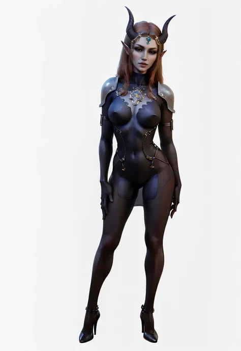 Mizora from Baldurs Gate III, high heels, high heels, Mizora from Baldurs Gate III breasts, legs wide apart, viewers view, full length photo, photo, (masterpiece, Best quality:1.3), succubus, 1 girl, One, Red eyes, black sclera, horns, Transparent sexy dre...