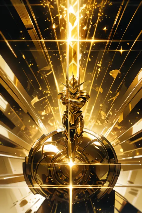 movement, giant, GOLDEN MAN WARRIOR FIGURE, GOLDEN ARMOUR, GOLD, SHINING, ARRIVING TO EARTH, BLACK CITY, DESCENDING MAN 