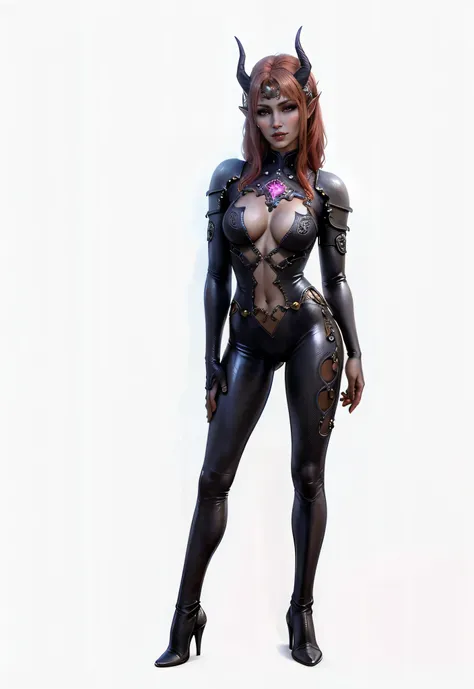 Mizora from Baldurs Gate III, high heels, high heels, Mizora from Baldurs Gate III breasts, legs wide apart, viewers view, full length photo, photo, (masterpiece, Best quality:1.3), succubus, 1 girl, light skin, red hair, One, Red eyes, black sclera, horns...