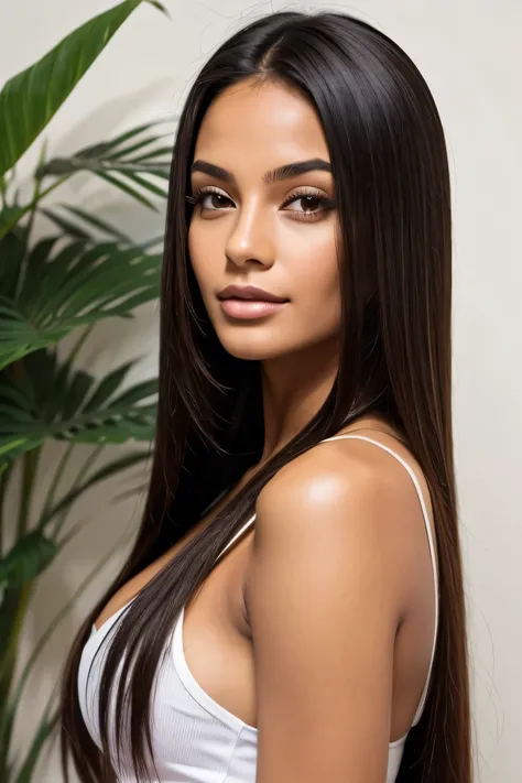 Brazilian woman, , straight hair