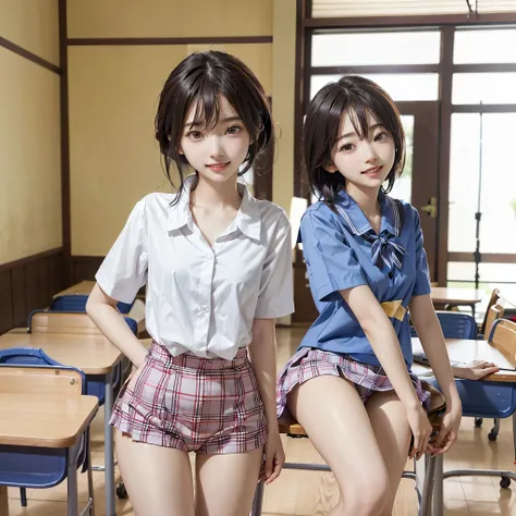 Long legs, thin thighs,Japanese high school girls, girls in school uniforms、Thin thighs, long legs, thighs too thin,One girl, solo, High resolution, Anatomically correct, High-resolution model, high quality, 最high quality, Very detailed, Ultra high definit...