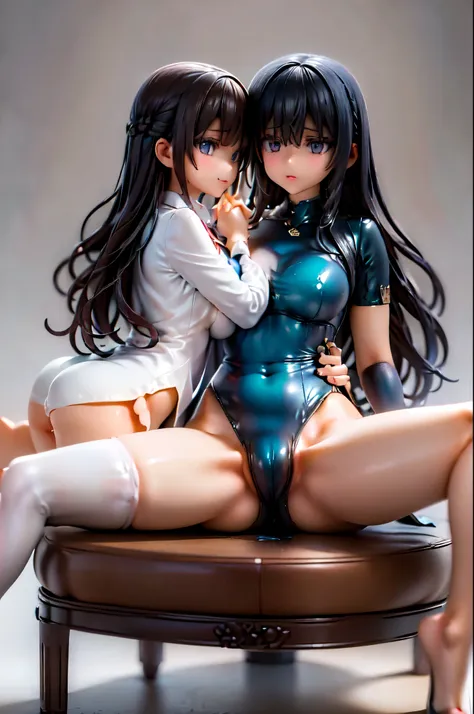 (Two girls hugging each other and holding hands:1.8), (Sitting on the bed:1.5), (Fantasy-style long dress for combat:1.5)、(Big Breasts、Butt:1.5), (shed a lot of tears、Crying in fear:1.5), (Simple Background:1.8), (Highest quality, masterpiece: 1.5), (2.5D)...