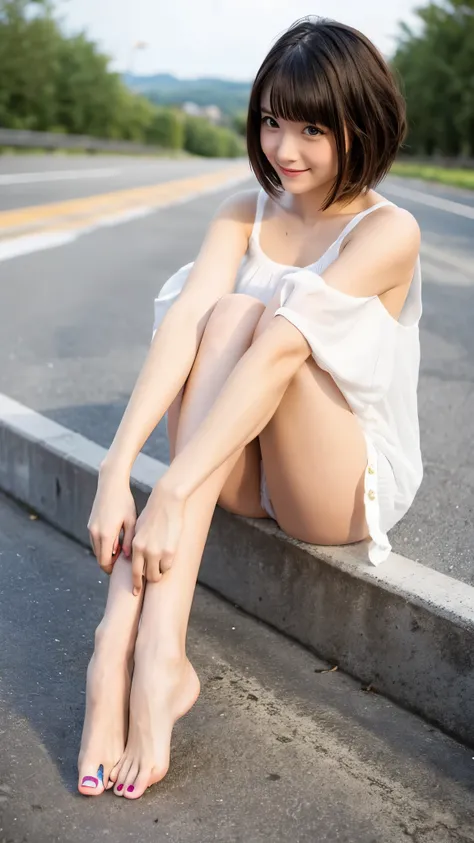 short hair、Beautiful feet