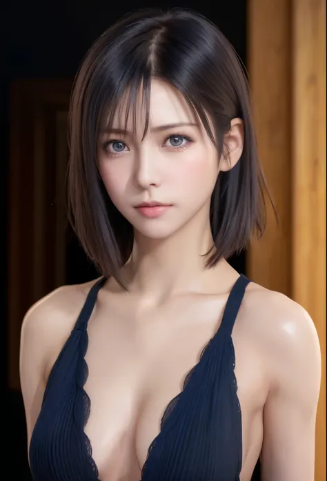 (masutepiece:1.3), (8K, Photorealistic, Raw photo, Best Quality: 1.4), (1girl in), Beautiful face, (Realistic face), (Black hair, Short hair:1.3), bikini of, Beautiful hairstyle, Realistic eyes, Beautiful detailed eyes, (Realistic skin), Beautiful skin, (N...