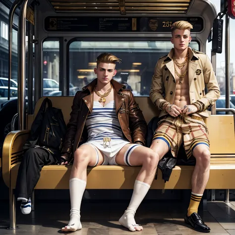 2 arrogant burberry swagg chav blond european white boys with clean shave hype undercut haircuts, burberry clothing, dirty burbe...