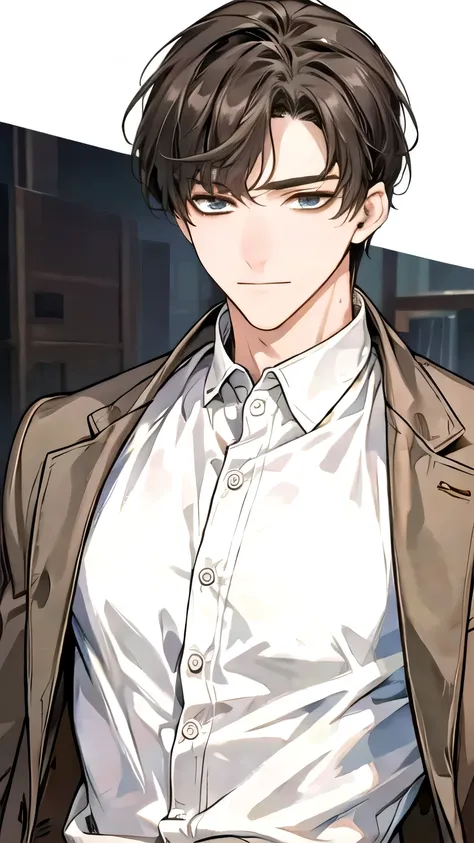 (masterpiece:1.4), (best quality:1.2), 将 during, 1 Boy, White shirt, Brown jacket, whole body,Delicate eyes, Detailed facial features, Realistic and high resolution (best quality, 4K, 8k, high resolution, masterpiece:1.2)