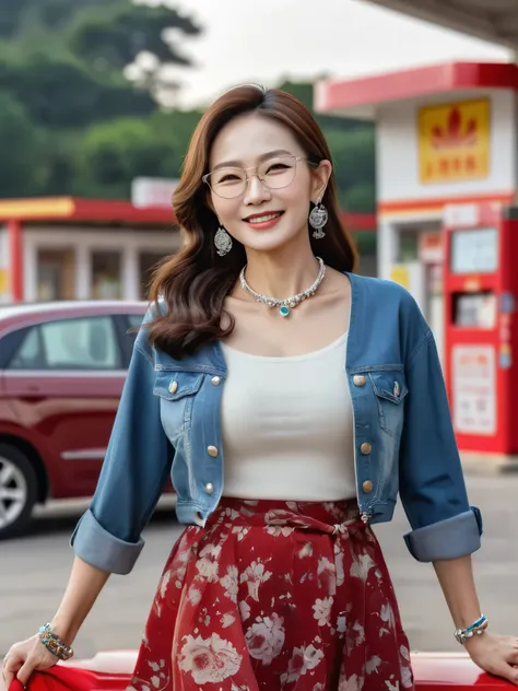 ７５ years old　mom　milf　Korean, Lady　large earring　Big choker　navel piercing decoration　A bracelet　realisitic　Gorgeous Madame Beautiful Mature Woman　sexly　Smile　Gentle woman navel piercing　４K　High quality　Gorgeous Madame Beautiful Mature Woman