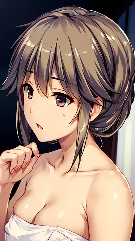 (masterpiece), 8k wallpaper, alone, Mio Akagi,Game CG, Beautiful and exquisite face and eyes, White panties, Perfect Anatomy, Are standing, Glossy Lips, Looking back at the audience,