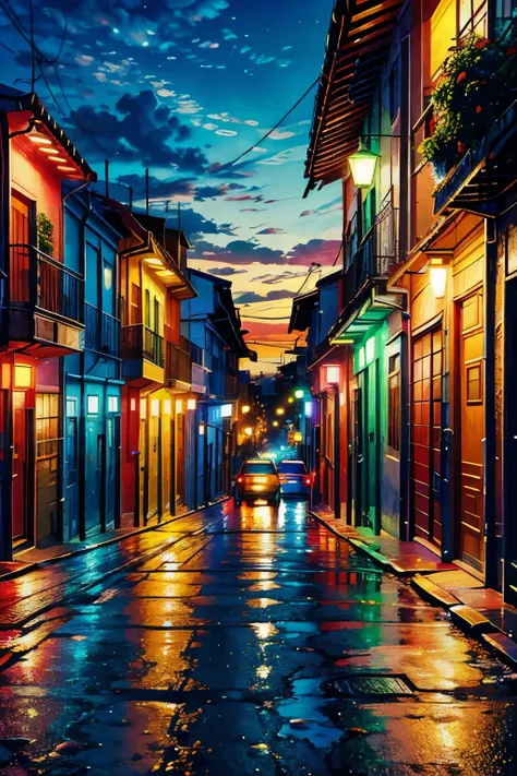 Street of Brazil, day, colorful, beautiful sky, beautiful lighting, masterpiece