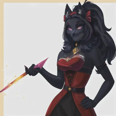 une femme en tenue rouge, Magnifique Werefox Fursona, peau grise et rouge avec un haut court rouge avec un col rouge foncé, avec un short rouge, fursona femelle, un loup anthropologique, loup anthropomorphe femelle grise foncé sexy regard serieux, cheuveux...