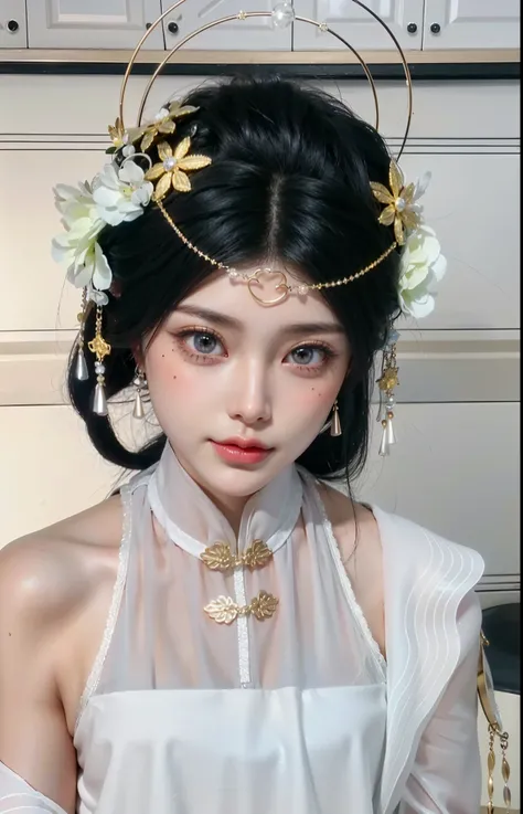 Game Art，Best image quality，Maximum resolution，8K，(A bust photo)，(portrait)，(Head close-up)，(Rule of Thirds)，Unreal Engine 5 rendering works，20 year old girl，((Queen))，The eyes are very detailed，(Large Breasts)，Elegance and nobility，Movie Light，Ray Tracing...