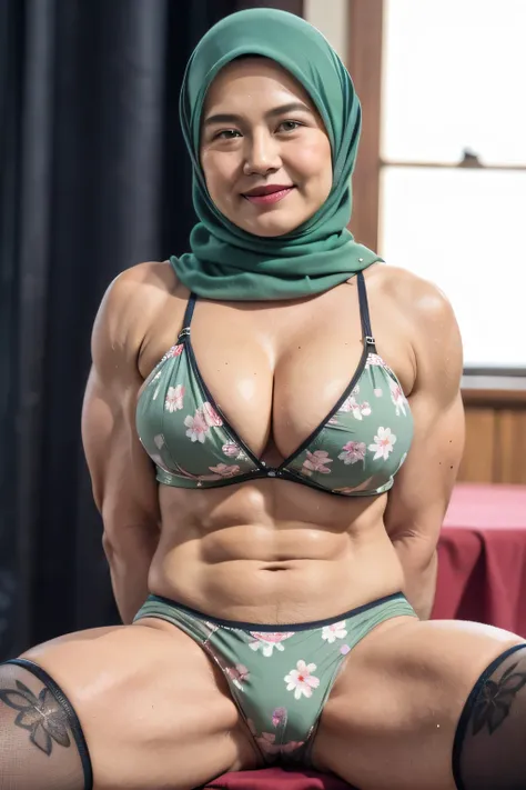 (Dark background:1.3), ((Old Lady :1.74)), ((NET STOCKINGS)), Side seductive pose, ((NAKED GREEN COLOR)), ((CHEERFUL FACE EXPRESSION :1.122)), ((Panties :1.13)), ((vascular muscles and abs :1.39)), (Sitting at the table), ((Naked Pussy :1.13)), (Spread you...