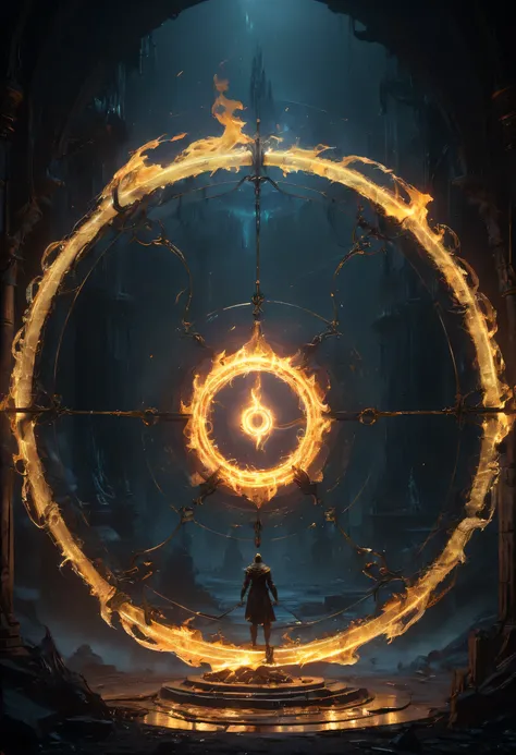 Magic Circle, Exaggerated energy, luminescence, dark fantasy concept art, by Michal Kváč, (best quality, masterpiece, Representative work, official art, Professional, Ultra intricate detailed, 8k:1.3)