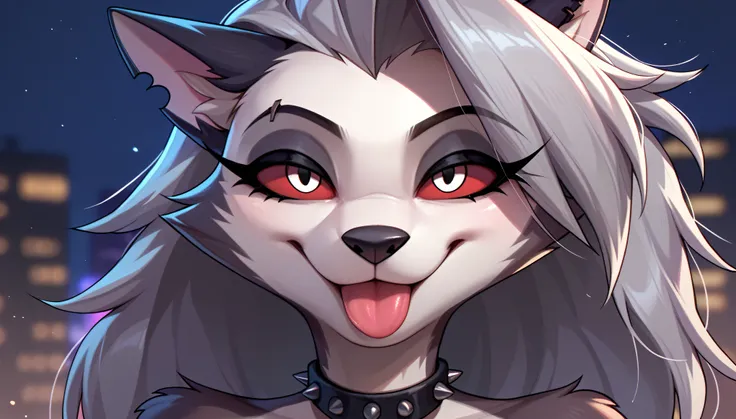 score_9, score_8_up, score_7_up, loona from helluva boss, anthro, furry, face only, head on, face focus, fur, cute, centered, sm...