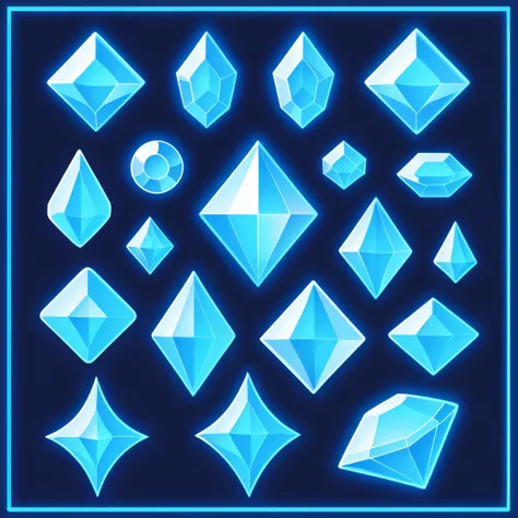 Blue gems vector icons