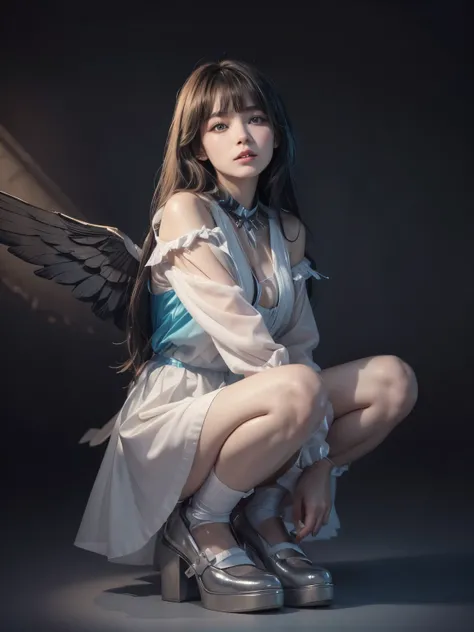 Make the wings bigger and change the color of the dress 