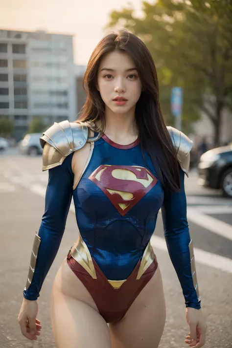 (masterpiece), best quality, perfect body, 18yo GIRL, superman armor suit,