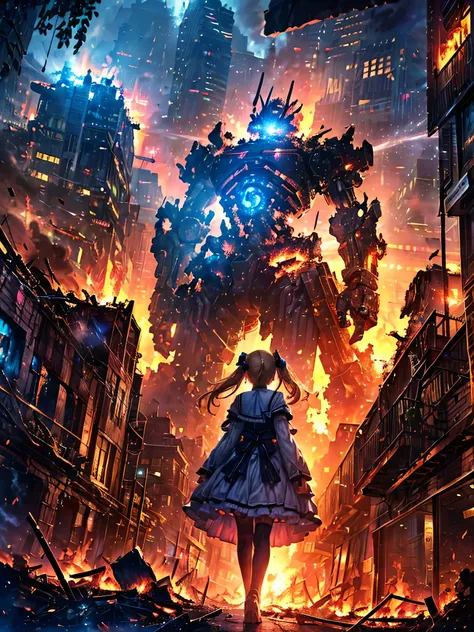 masterpiece,(bestquality),highlydetailed,ultra-detailed,1girl,(Lolita Girl:1.2golden,glowingeyes:Blue,elongatedears:0.8),(Futuristic design、ancient ruins,weapon:energyblade),(fantasylandscape:1.2,natural lighting:1.5,confidentexpression),mecha, （white Loli...