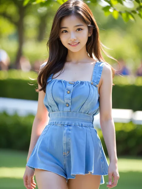 (Best-quality, Masterpiece, Ultra-High-Resolution, ((Photorealistic):1.4), Raw Photo, depth of field, professional lighting, perfect anatomy, extremely details), (1girl, 15-years-old, the most famous Japanese-idol), ((walking on runway at the fashion show,...