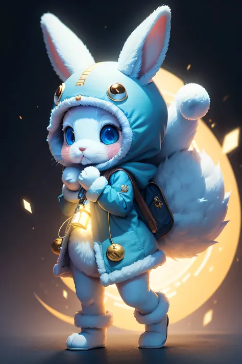 Cute anthropomorphic bunny baby，number art，Furry fur，eyes with brightness，yuki，snowflower .. 2，Trend Art Station，16Kghibli style，pixar-style，hyper qualit，octaneratingrendering，beautiful illumination，- Quality 2-upbeta-Chaos 10 light blue eyes, white rabbit...