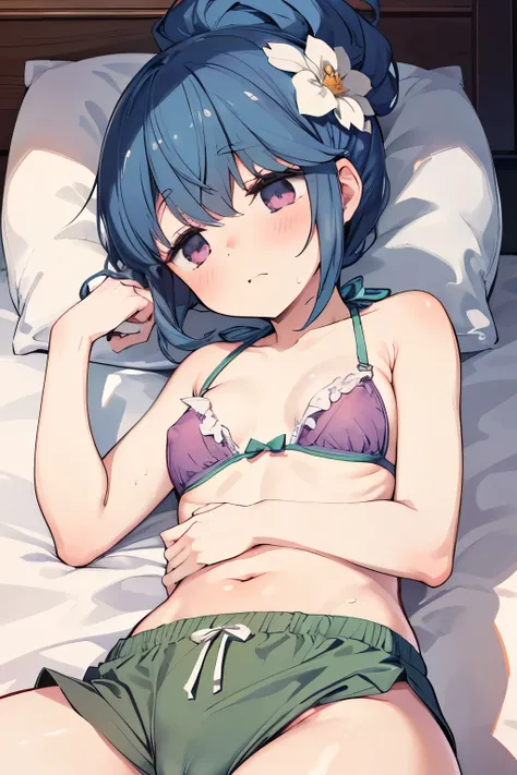 (((nsfw))), (((Sleeping together))), Close-up of face, Sea hut, indoor, Lift one leg, Shima Rin, yuru camp, Shima Rin,(((side lying))), Side decubitus position, ((Waking up, Feeling overlaid)), snore, Sleeping on a futon, Taking a nap, Sleep, Wrist pillow,...