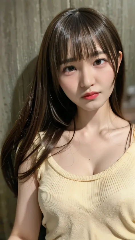 Cute Japanese Women Photos, smile:1.78, 20-year-old, Oil, One Length Hair＆Straight Hair Balm:1.55, (photo Realistic:1.4), (hyper Realistic:1.4), (Realistic:1.3), (Smoother lighting:1.05), (Improving the quality of cinema lighting:0.9), 32K, 1 person,20-yea...