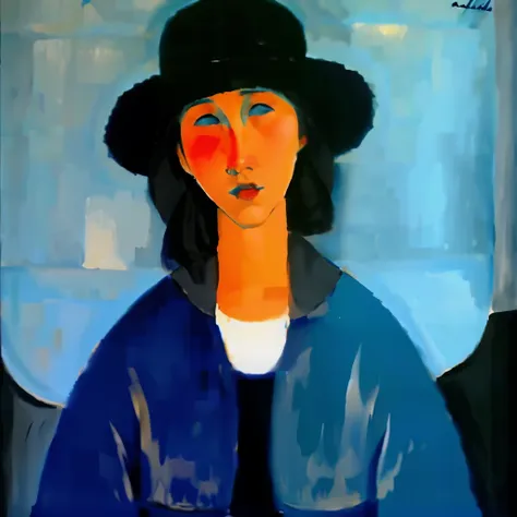 woman painting blue