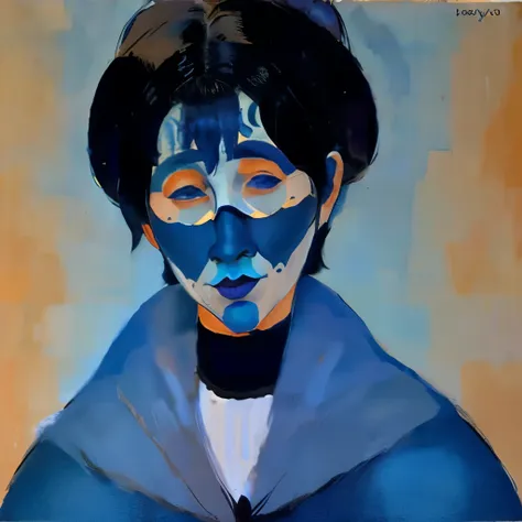 woman with blue face